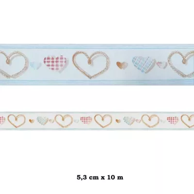 Cenefa adhesiva con estampado rosa dibujo corazones