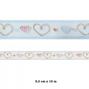 Cenefa adhesiva con estampado rosa dibujo corazones