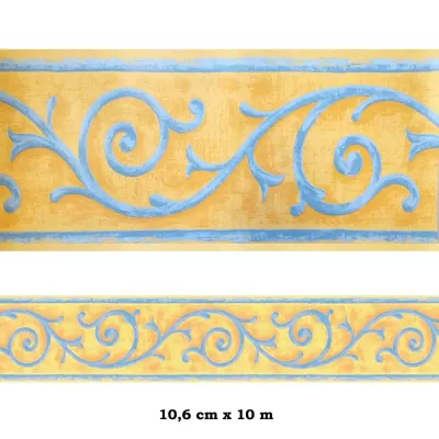 Cenefa SEMI-ADHESIVA fondo naranja dibujo azul | Cenefas Iberostil