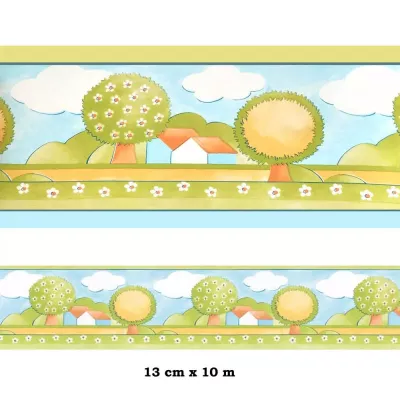 Tree Cenefa semi-adhesiva con motivos alegres y juveniles