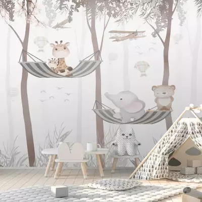 Mural Animales en amaca Cute Walls 60321